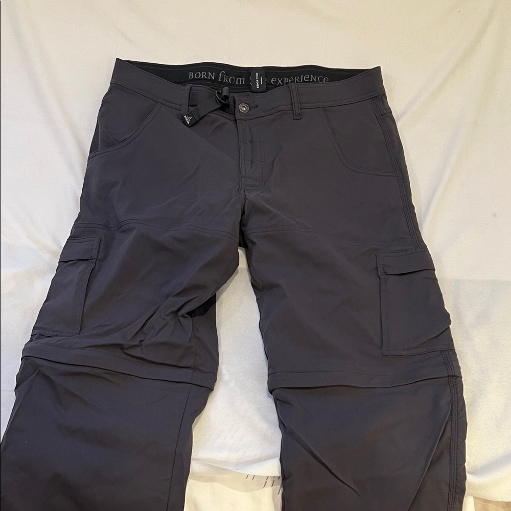 Men's Prana stretch Zion Convertible Cargo Pants in Charcoal Gray 36x32